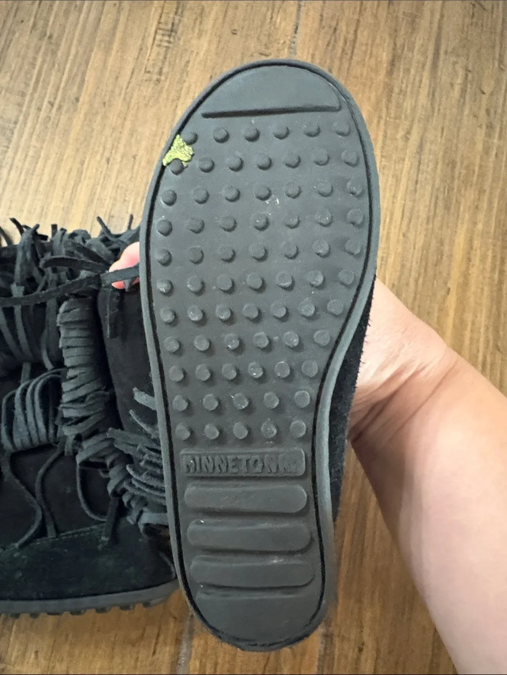 Minnetonka black suede